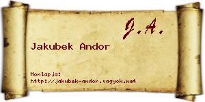 Jakubek Andor névjegykártya